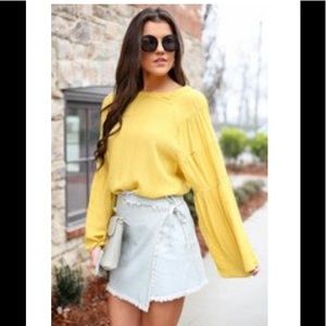 Carlee Denim Wrap Mini Skirt
